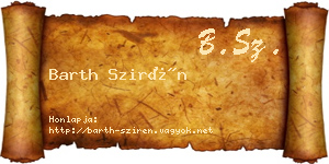 Barth Szirén névjegykártya